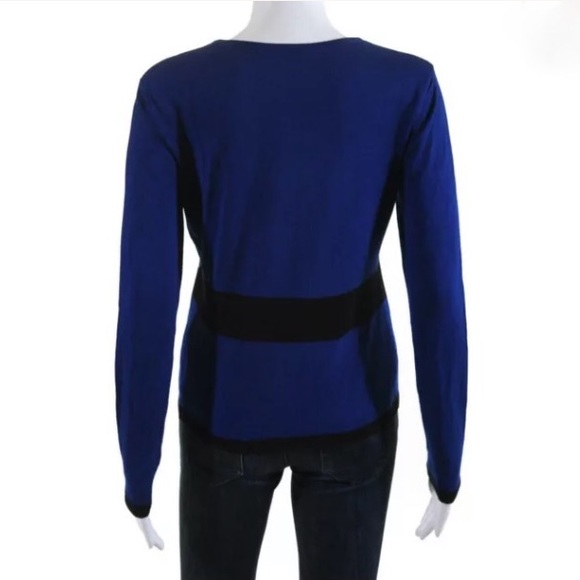 Angel Apparel Belted Print Sweater Royal Blue M - Picture 3 of 5